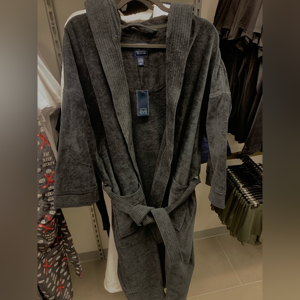Majestic Terry Velour Bathroom Dress Black